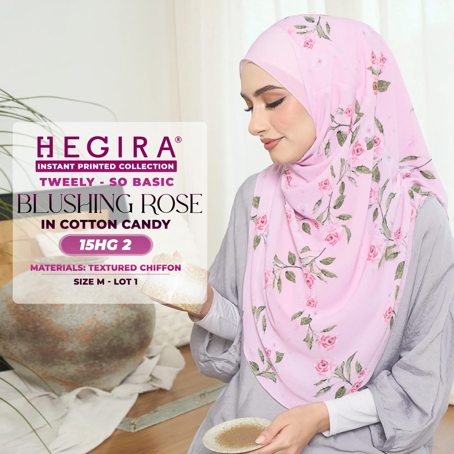 Hegira Hijab Inspired TWEELY-SO BASIC BLUSHING ROSE Instant Collection (15HG)