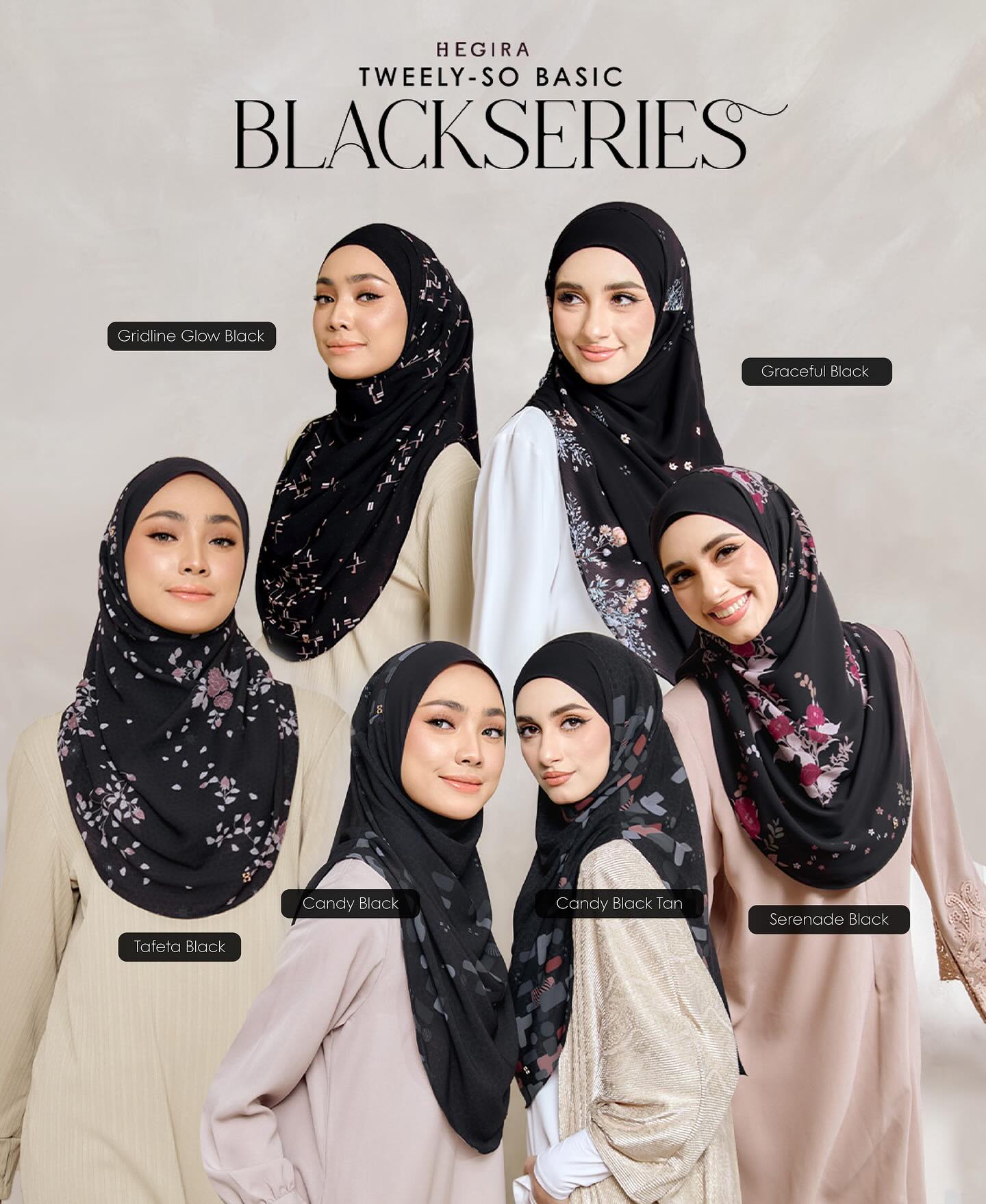 Hegira Hijab Inspired Tweely-So Basic Black Series Instant Collection (9-14HG)