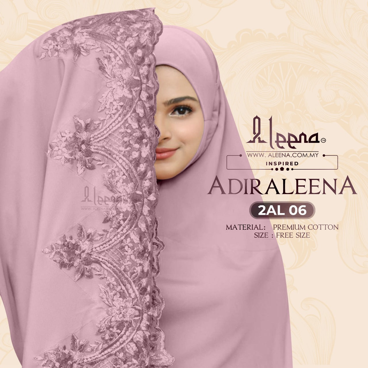 NEW - Aleena Telekung Aidraleena Limited Edition Collection - Free Woven Bag