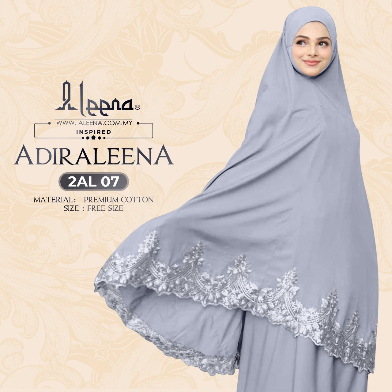 NEW - Aleena Telekung Aidraleena Limited Edition Collection - Free Woven Bag