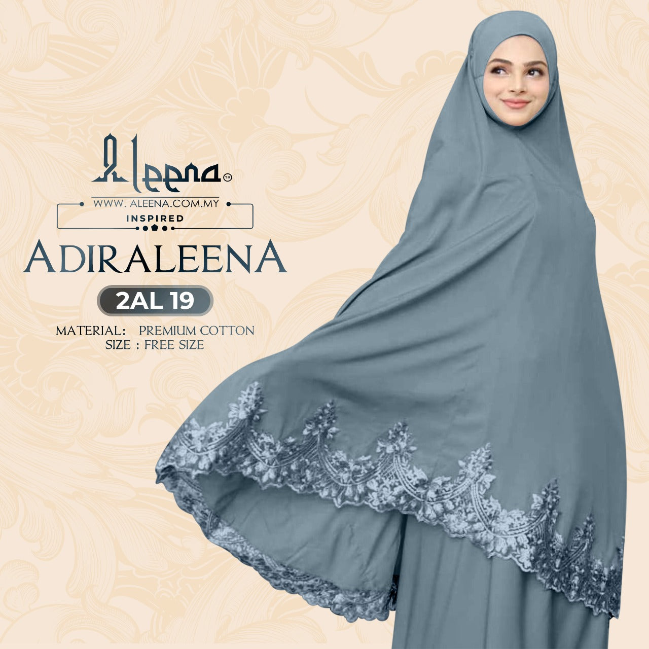 NEW - Aleena Telekung Aidraleena Limited Edition Collection - Free Woven Bag