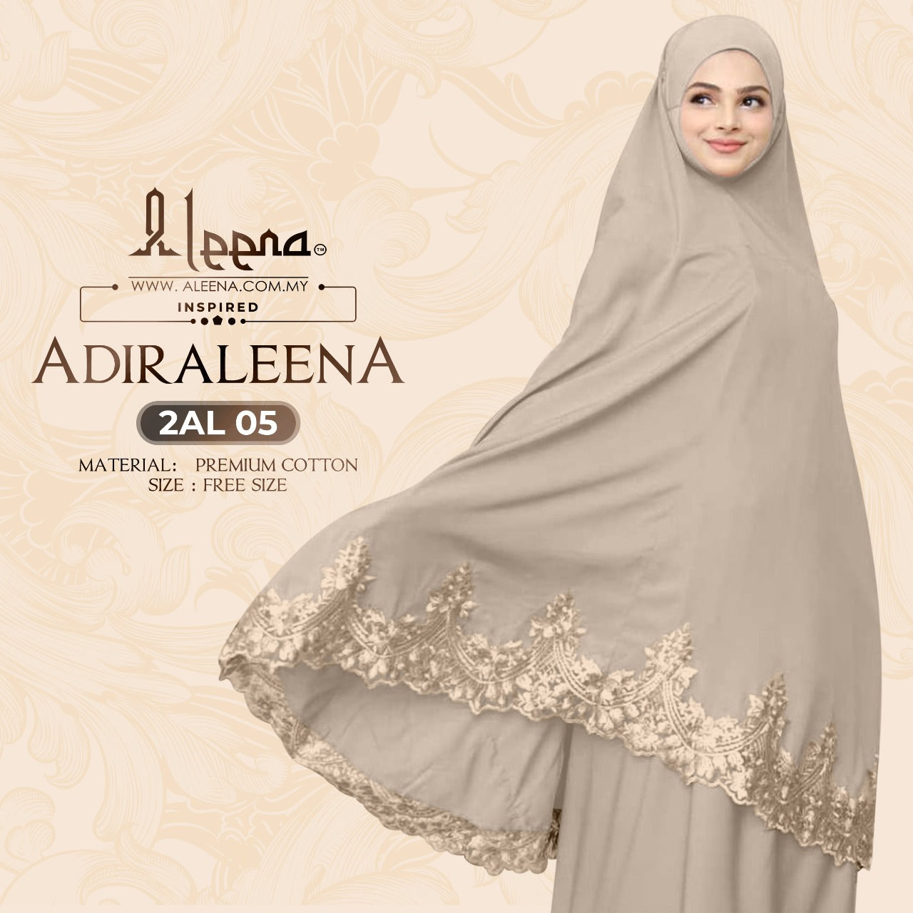 NEW - Aleena Telekung Aidraleena Limited Edition Collection - Free Woven Bag