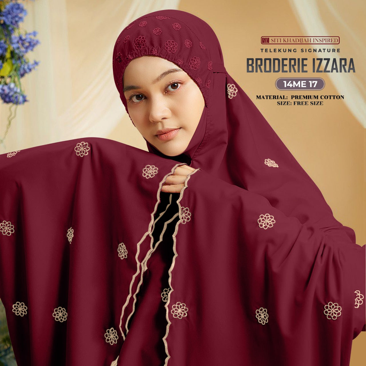 Telekung SK Broderie Izzara Collection Free Woven bag