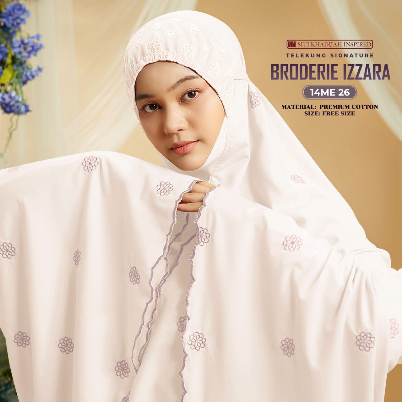 Telekung SK Broderie Izzara Collection Free Woven bag