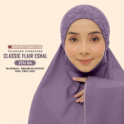 Telekung Sitikhadijah Inspired Classic Flair Eshal - Free Woven bag