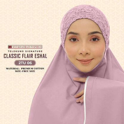 Telekung Sitikhadijah Inspired Classic Flair Eshal - Free Woven bag