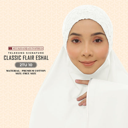 Telekung Sitikhadijah Inspired Classic Flair Eshal - Free Woven bag