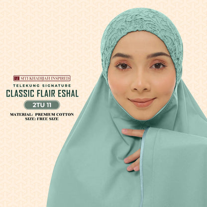 Telekung Sitikhadijah Inspired Classic Flair Eshal - Free Woven bag