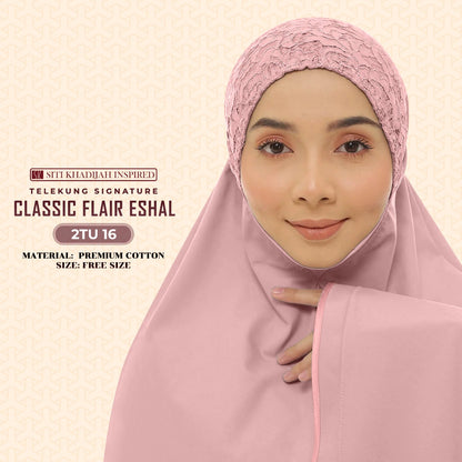 Telekung Sitikhadijah Inspired Classic Flair Eshal - Free Woven bag