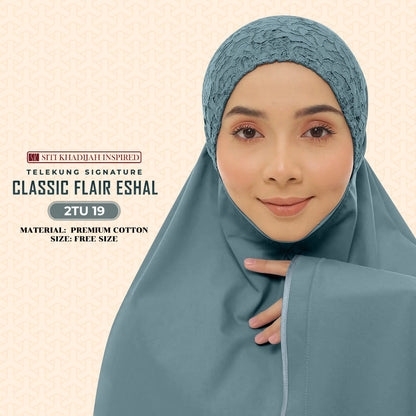 Telekung Sitikhadijah Inspired Classic Flair Eshal - Free Woven bag