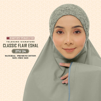 Telekung Sitikhadijah Inspired Classic Flair Eshal - Free Woven bag