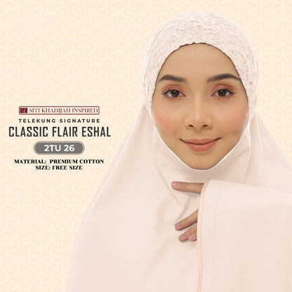 Telekung Sitikhadijah Inspired Classic Flair Eshal - Free Woven bag