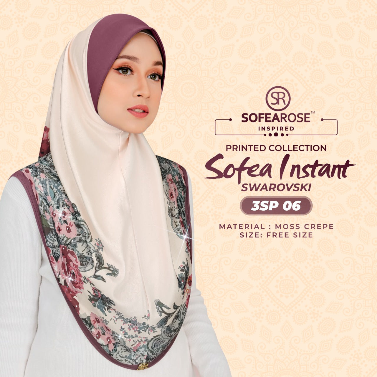 Sofearose Printed Instant Sarung Swarovski Collection