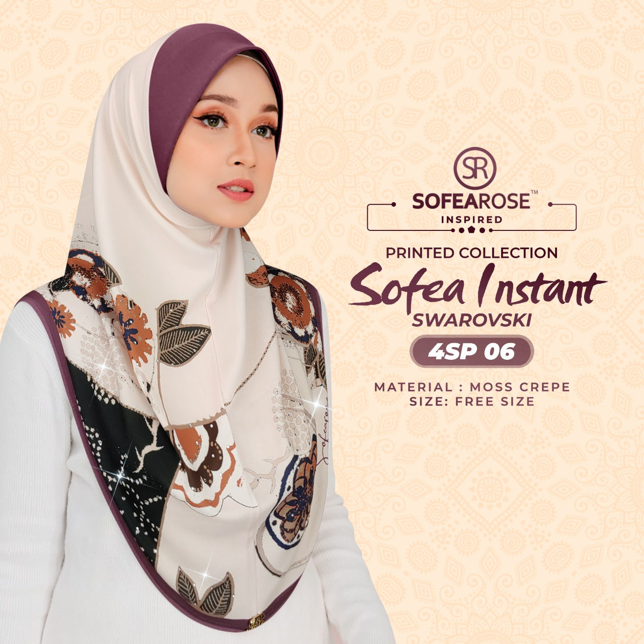 Sofearose Printed Instant Sarung Swarovski Collection