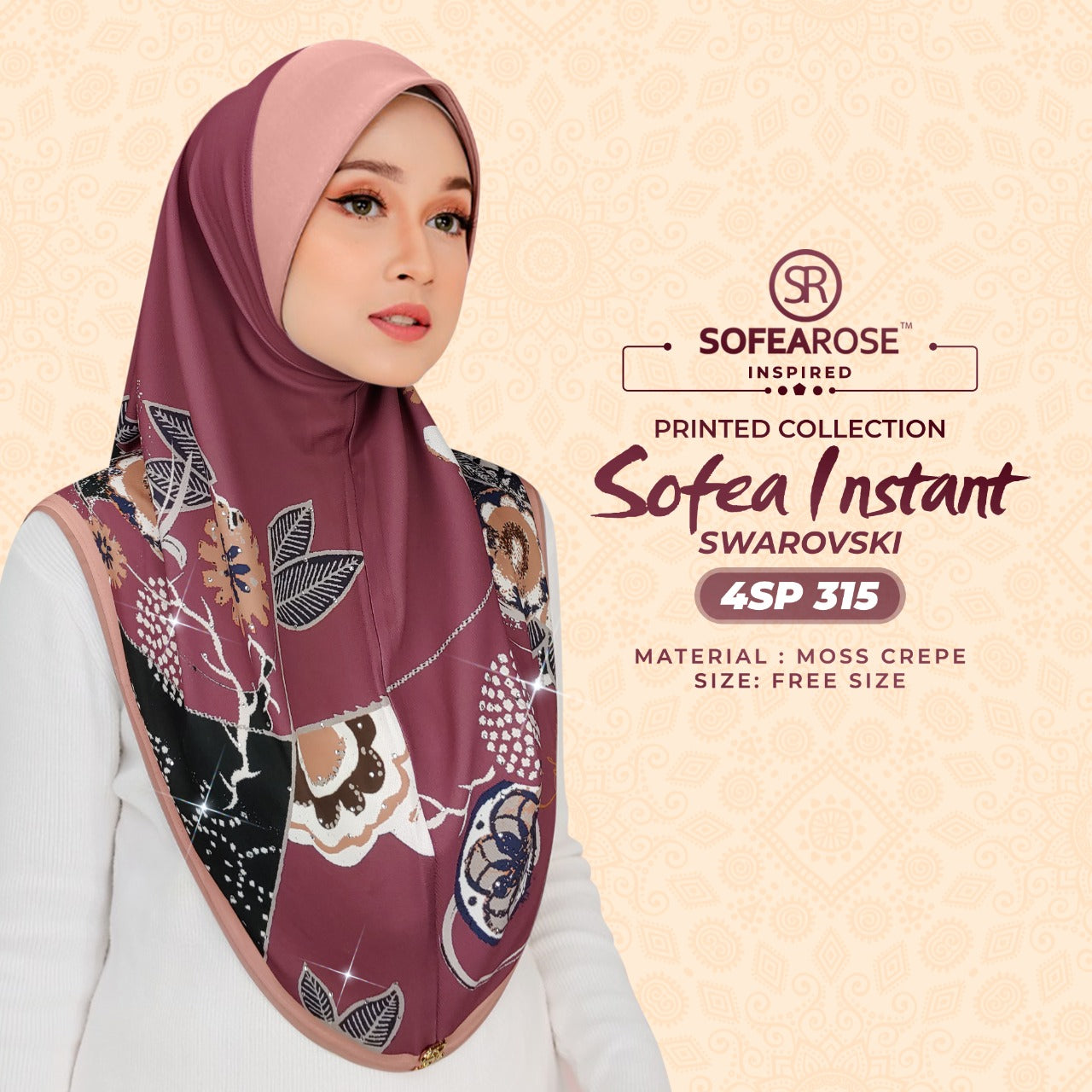 Sofearose Printed Instant Sarung Swarovski Collection