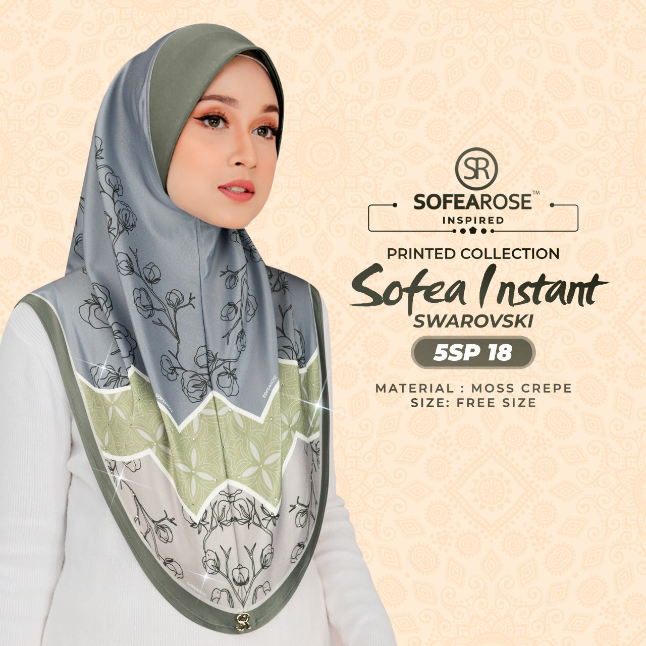 Sofearose Printed Instant Sarung Swarovski Collection