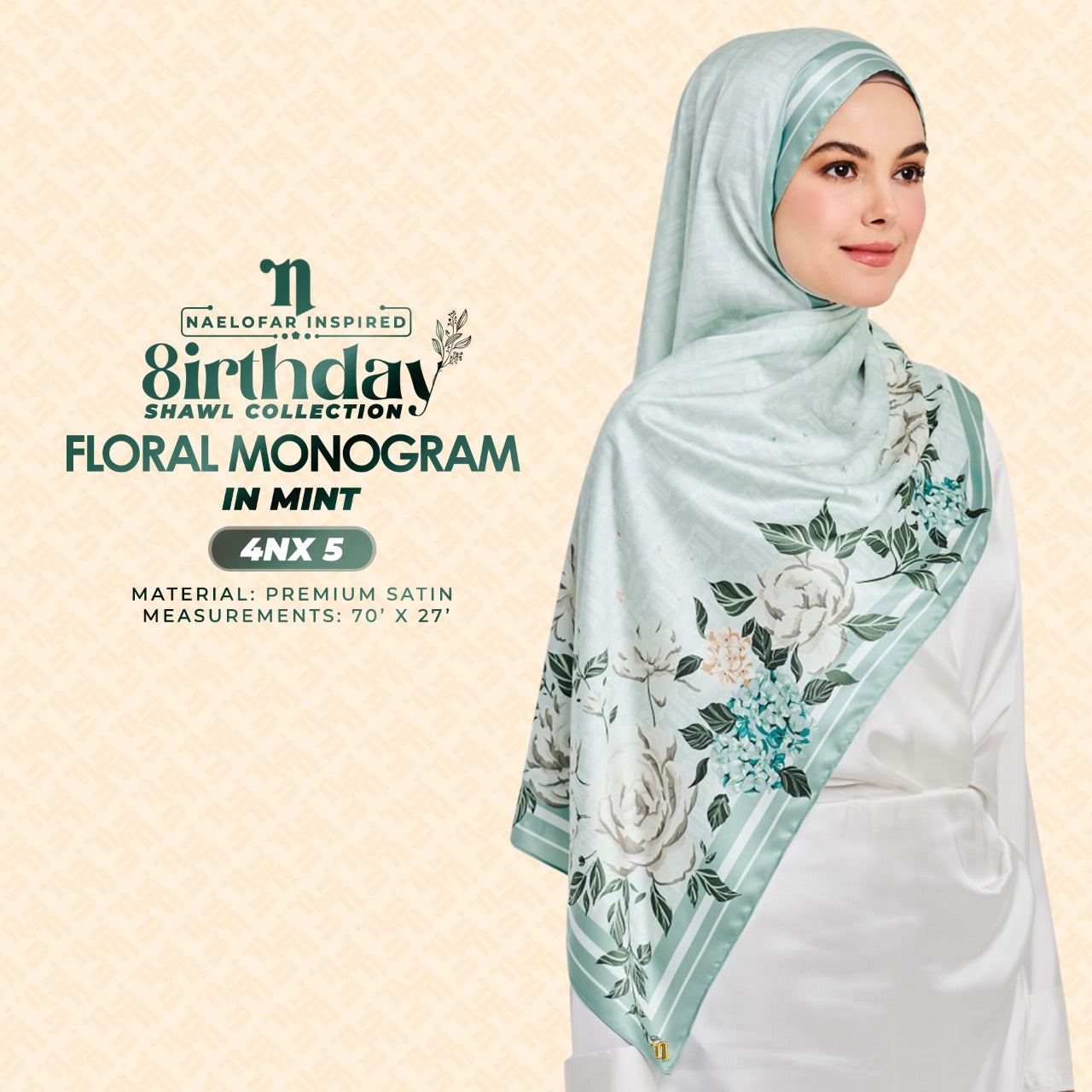 Naelofar The 8Irthday - Floral Monogram Shawl Collection