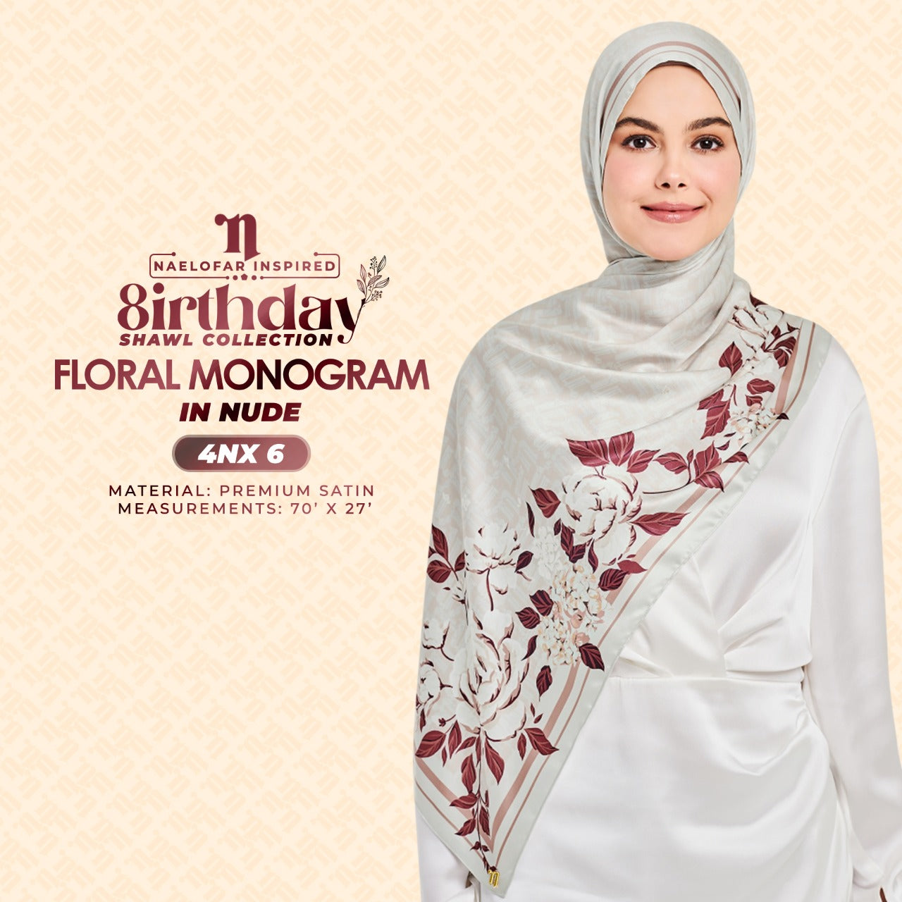 Naelofar The 8Irthday - Floral Monogram Shawl Collection