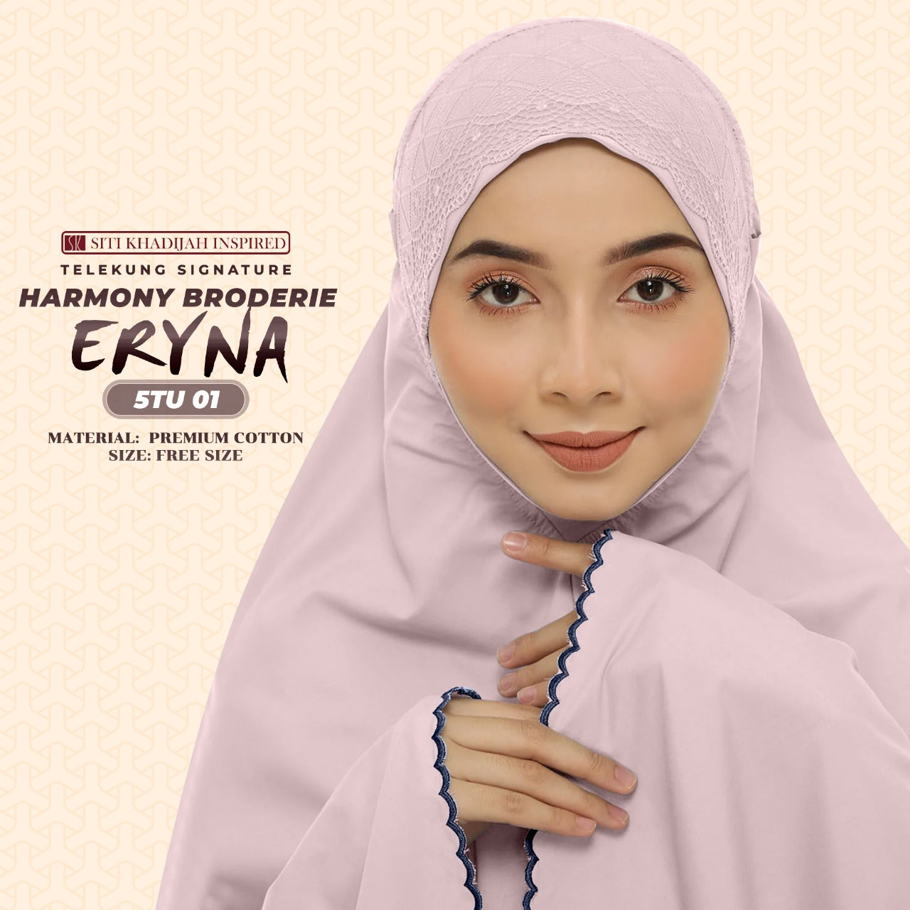 Telekung Inspired SK Harmony Broderie Eryna Collection Free Woven bag