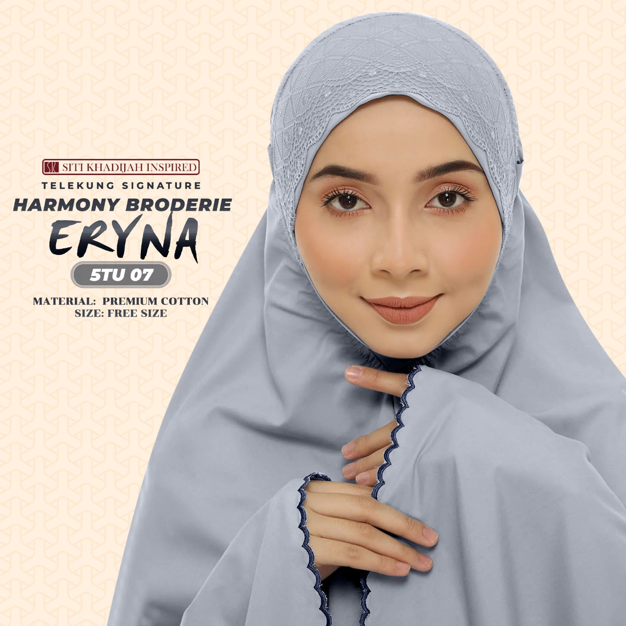 Telekung Inspired SK Harmony Broderie Eryna Collection Free Woven bag