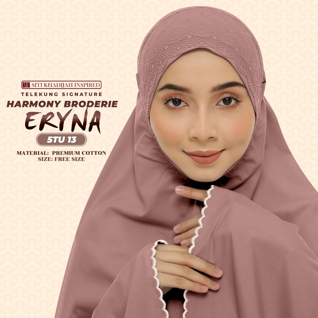 Telekung Inspired SK Harmony Broderie Eryna Collection Free Woven bag