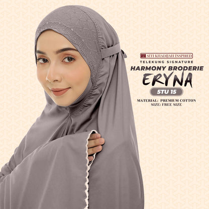 Telekung Inspired SK Harmony Broderie Eryna Collection Free Woven bag