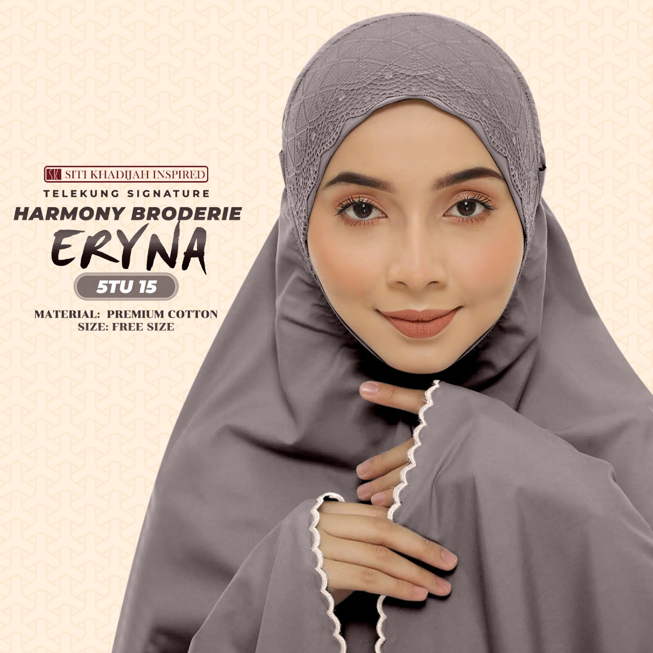 Telekung Inspired SK Harmony Broderie Eryna Collection Free Woven bag