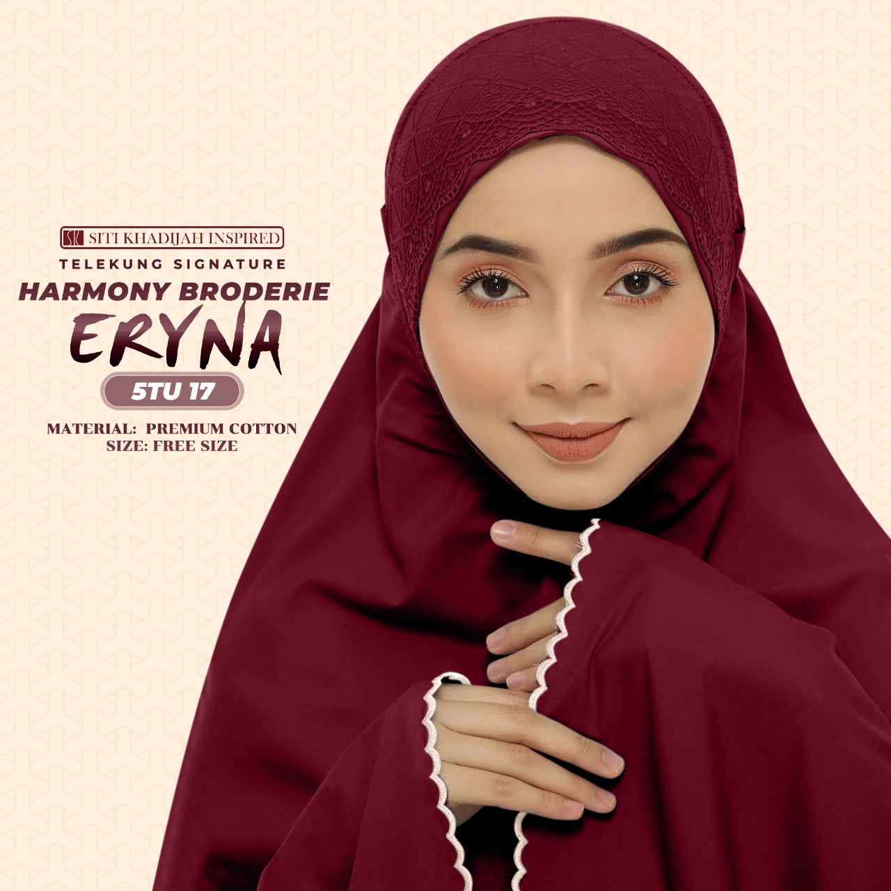 Telekung Inspired SK Harmony Broderie Eryna Collection Free Woven bag