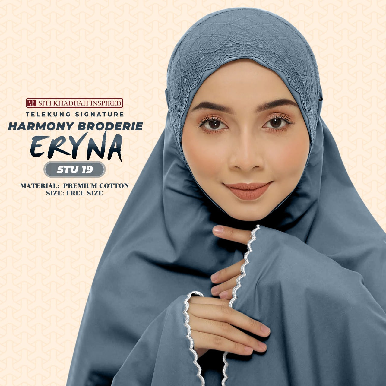 Telekung Inspired SK Harmony Broderie Eryna Collection Free Woven bag