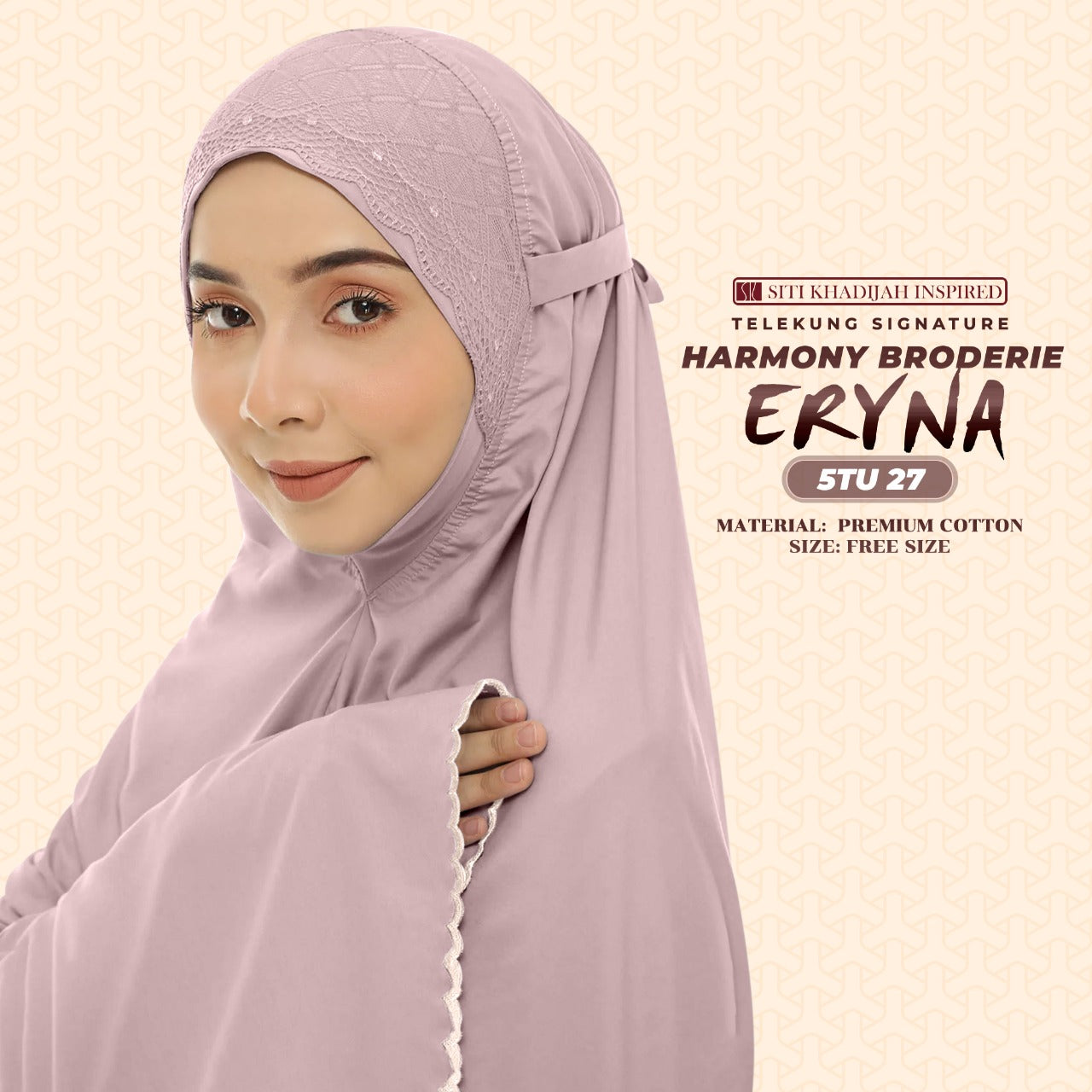 Telekung Inspired SK Harmony Broderie Eryna Collection Free Woven bag