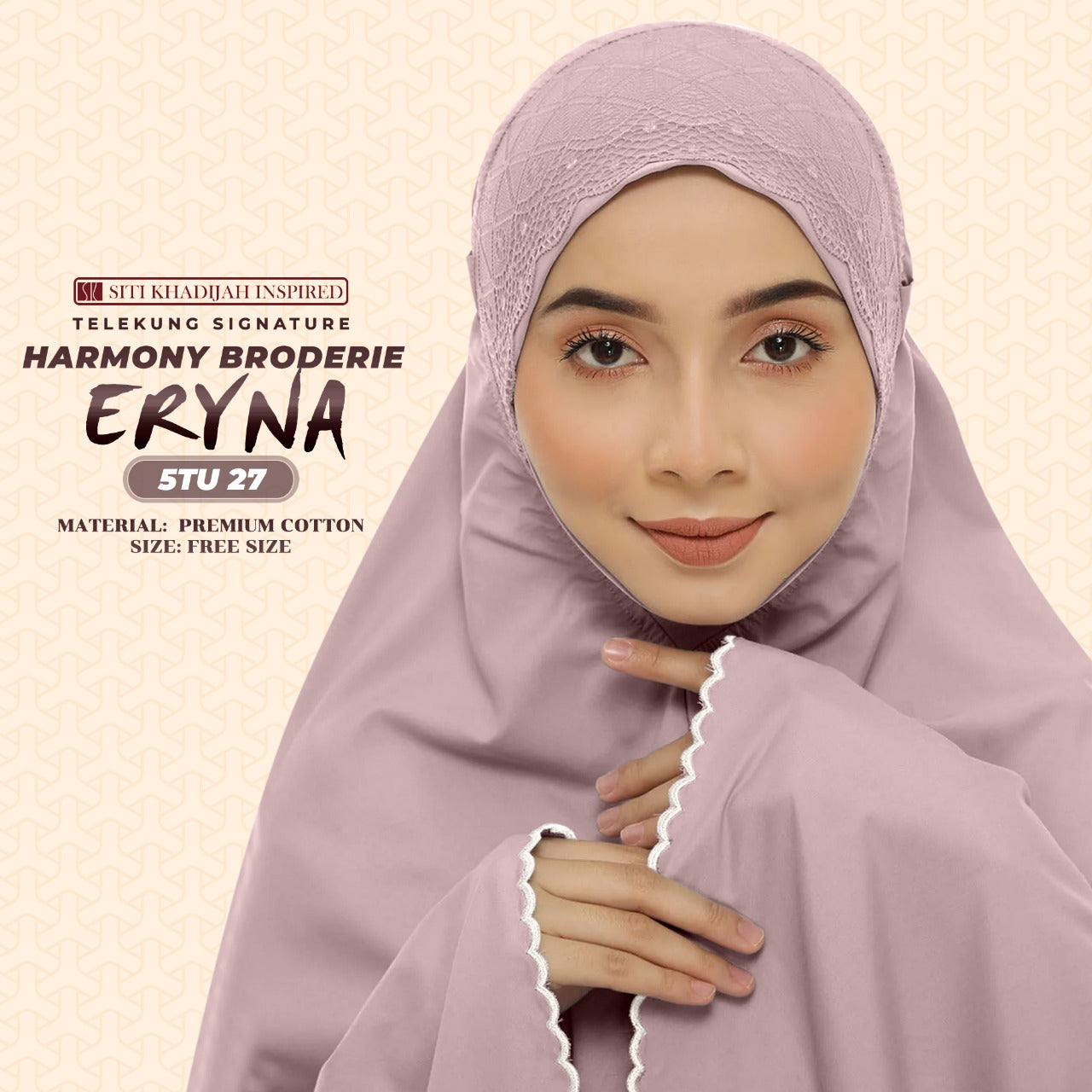 Telekung Inspired SK Harmony Broderie Eryna Collection Free Woven bag