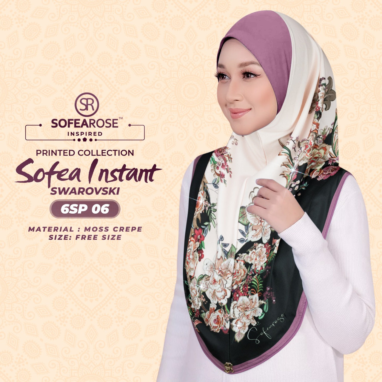 Sofearose Printed Instant Sarung Swarovski Collection