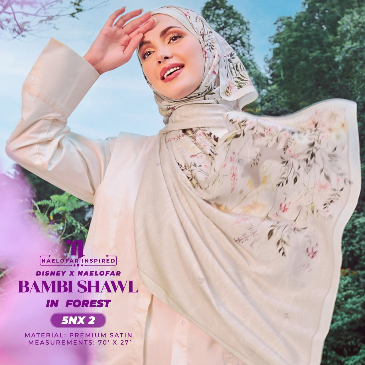 Naelofar Inspired Disney X Naelofar Bambi Shawl Collection