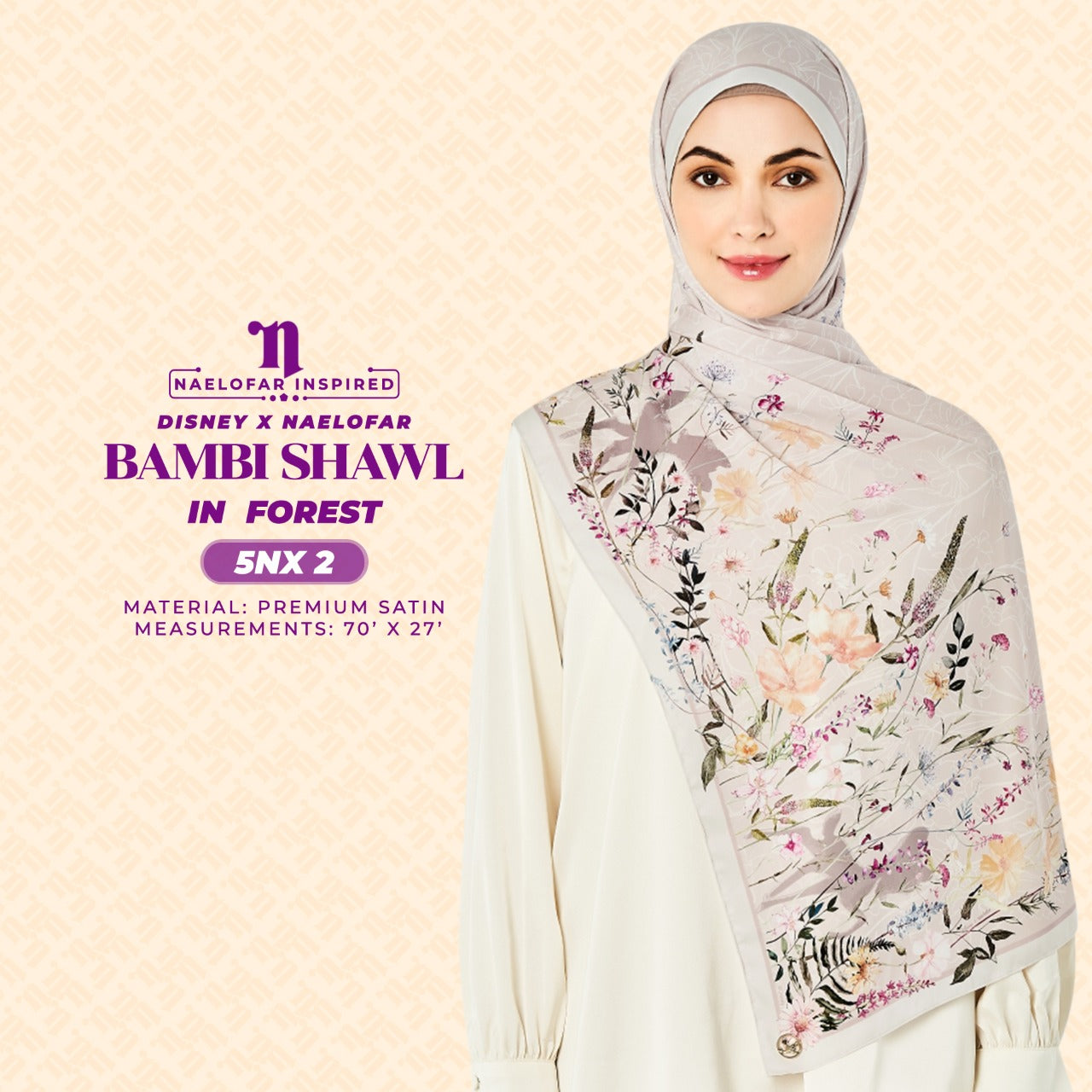 Naelofar Inspired Disney X Naelofar Bambi Shawl Collection