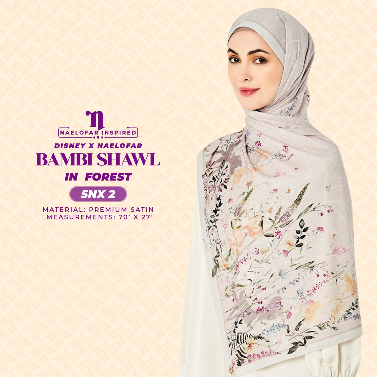 Naelofar Inspired Disney X Naelofar Bambi Shawl Collection