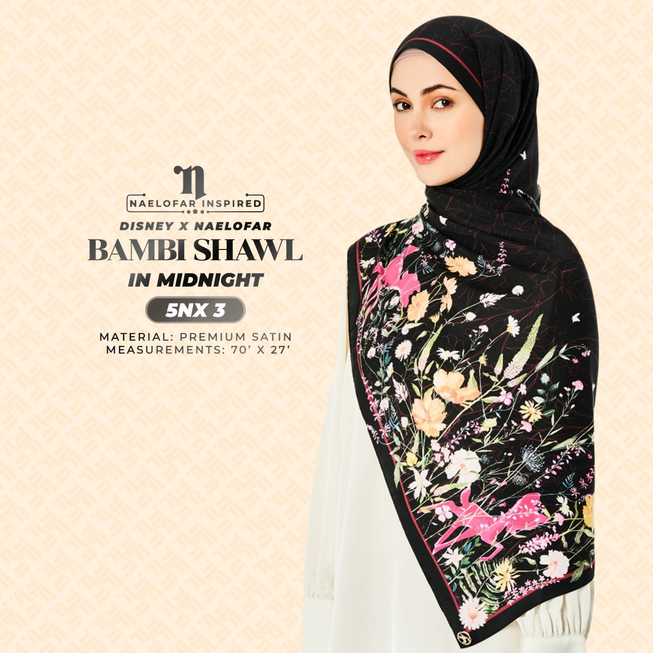 Naelofar Inspired Disney X Naelofar Bambi Shawl Collection