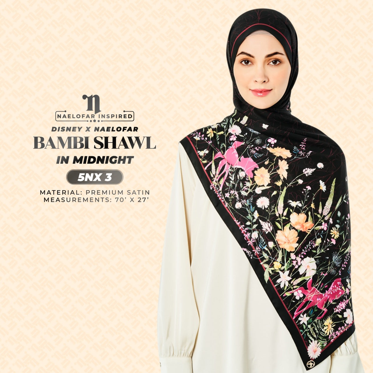 Naelofar Inspired Disney X Naelofar Bambi Shawl Collection