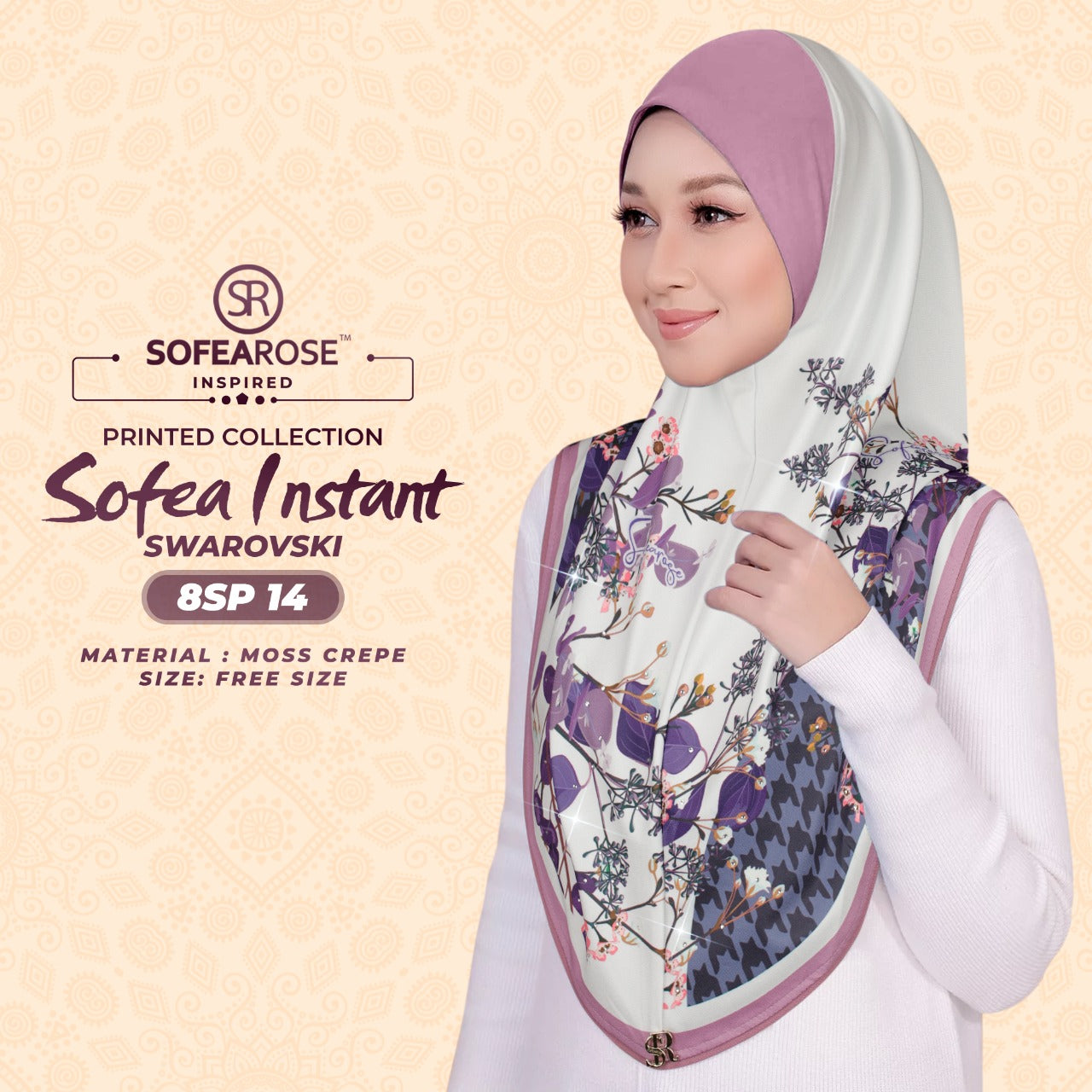 Sofearose Printed Instant Sarung Swarovski Collection