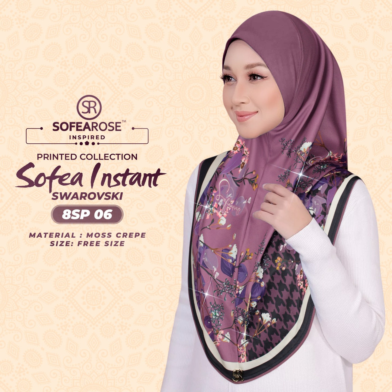 Sofearose Printed Instant Sarung Swarovski Collection