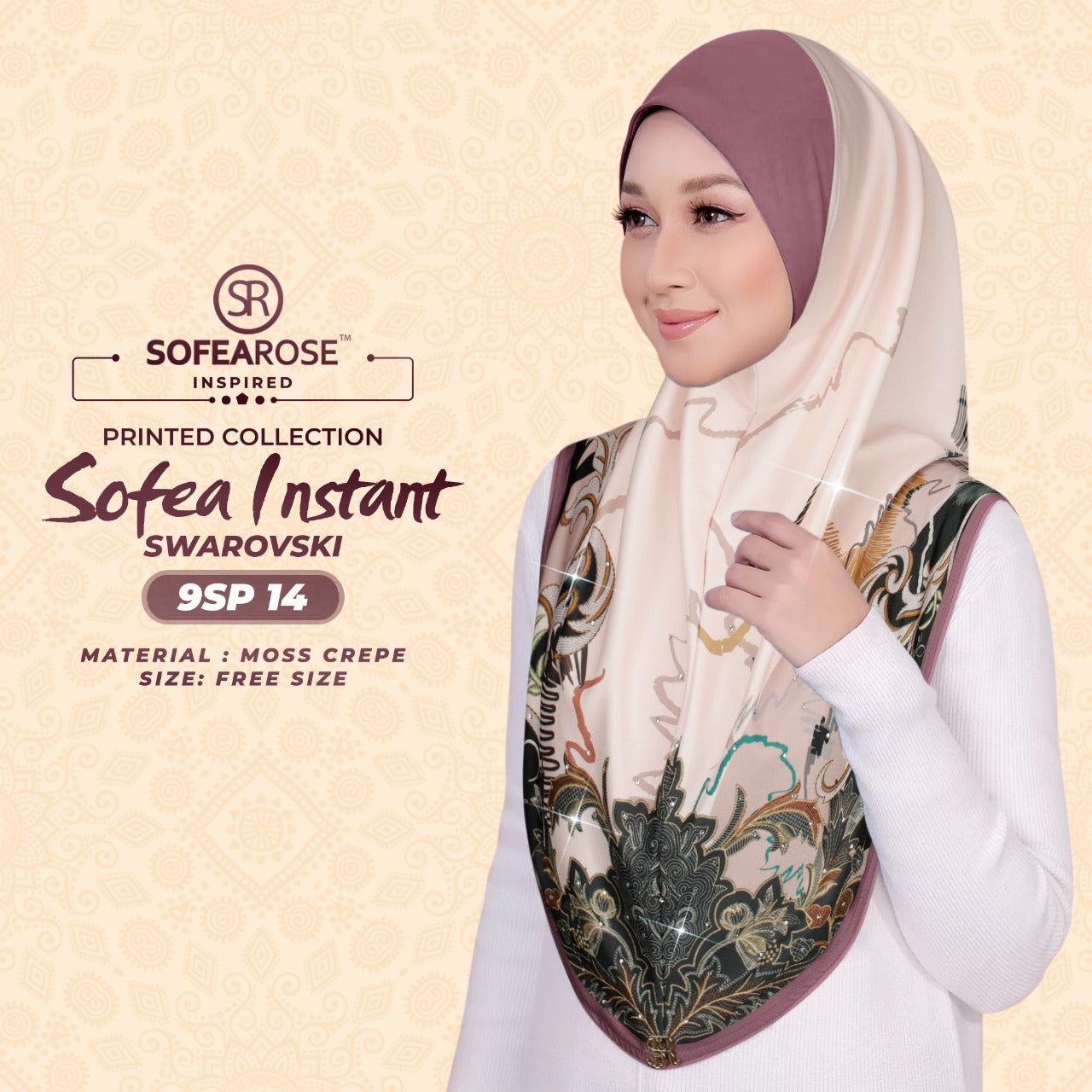 Sofearose Printed Instant Sarung Swarovski Collection