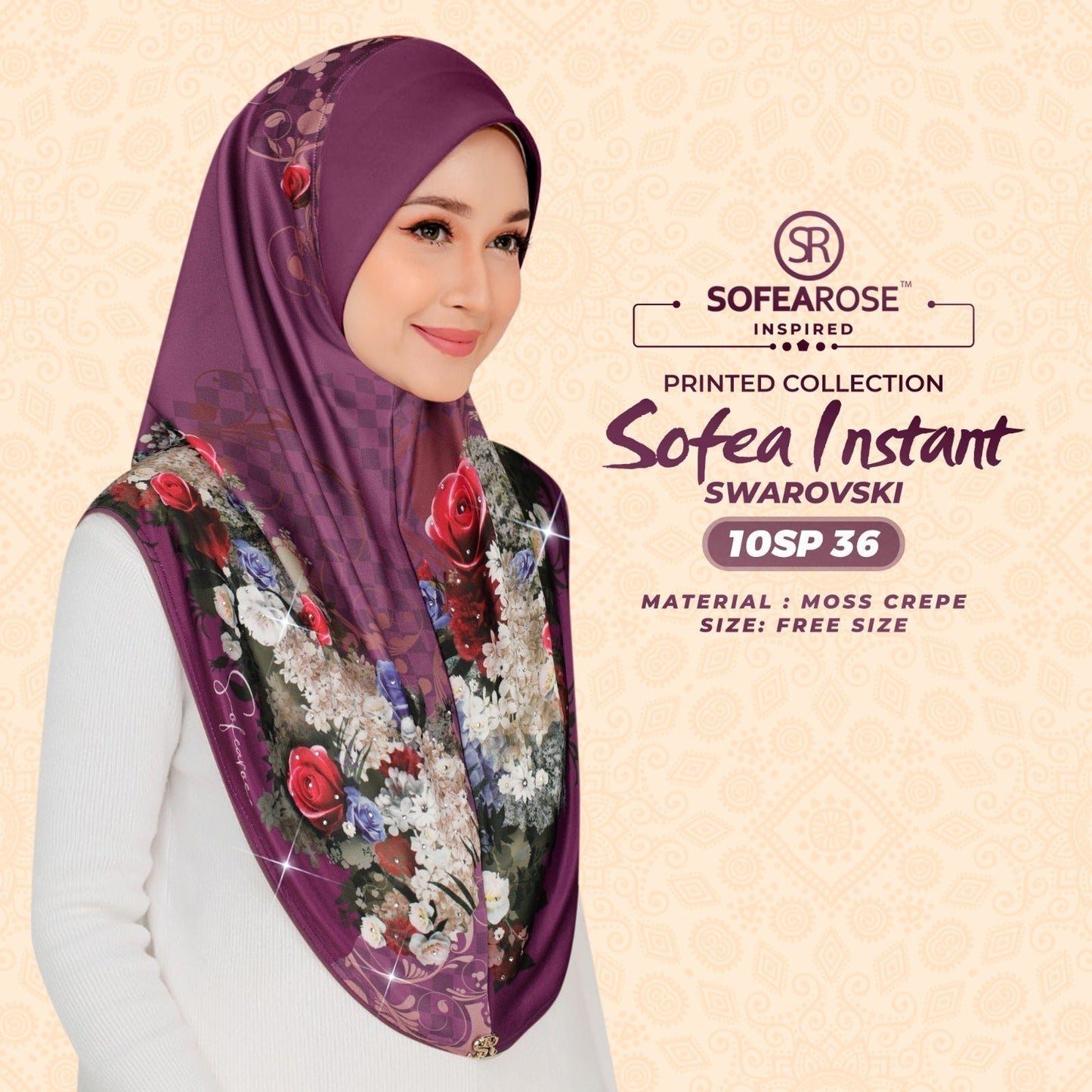 Sofearose Printed Instant Sarung Swarovski Collection