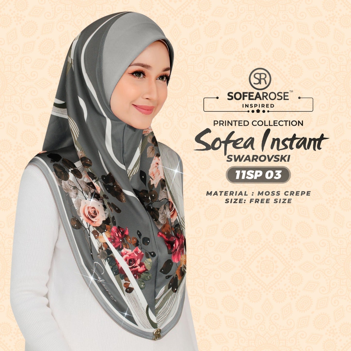 Sofearose Printed Instant Sarung Swarovski Collection