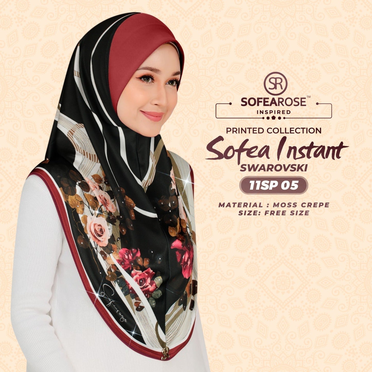 Sofearose Printed Instant Sarung Swarovski Collection