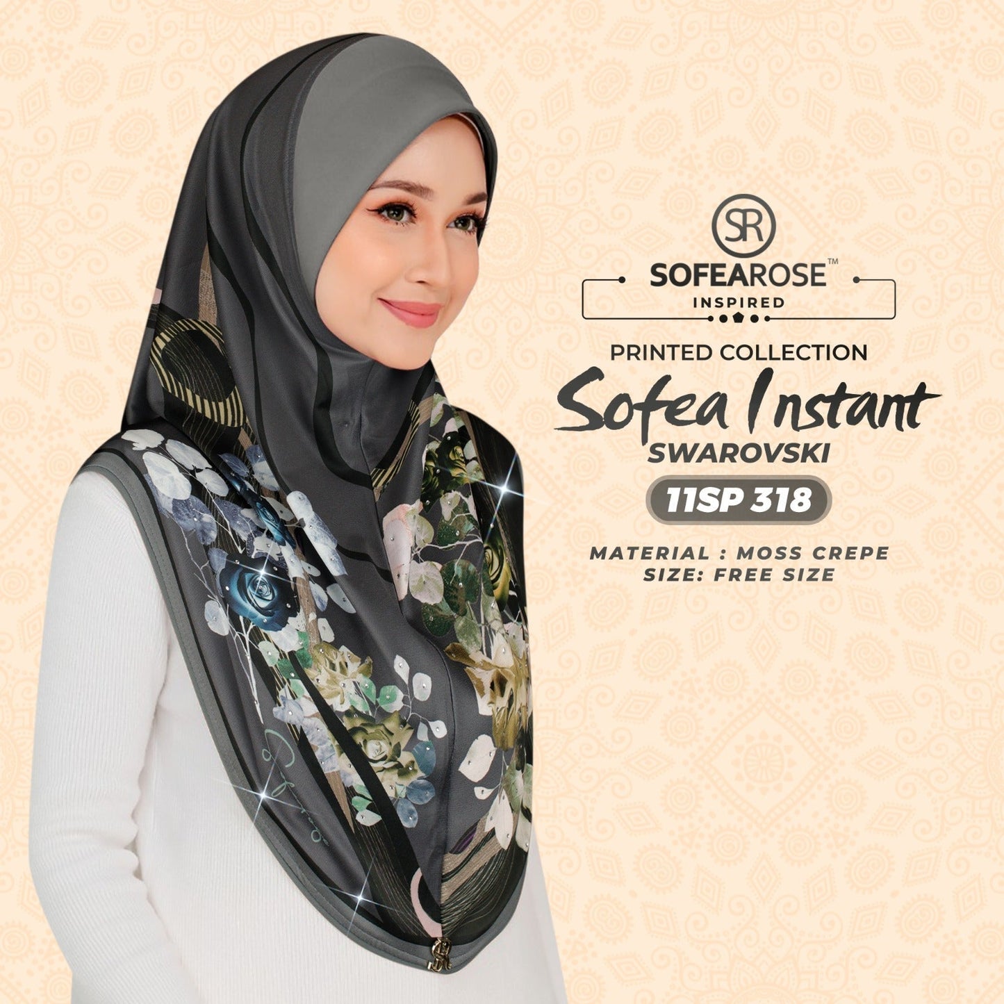 Sofearose Printed Instant Sarung Swarovski Collection