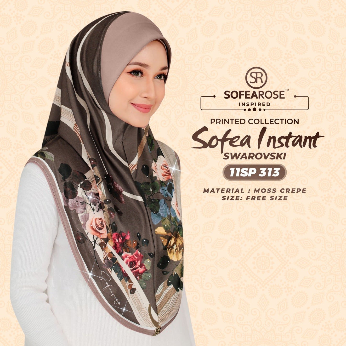 Sofearose Printed Instant Sarung Swarovski Collection