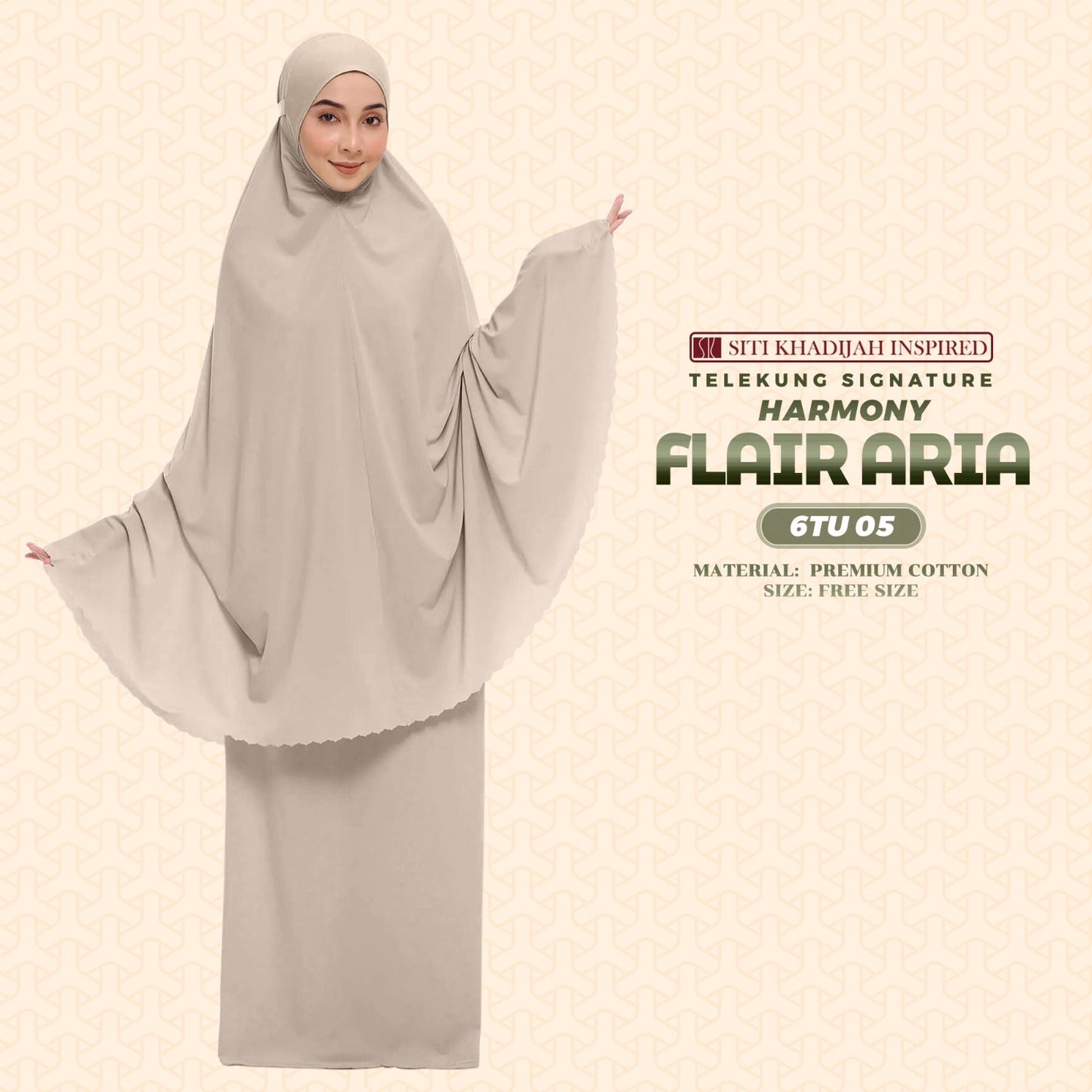 Telekung Siti Khadijah Inspired Harmony Flair Aria Collection - FREE Woven bag