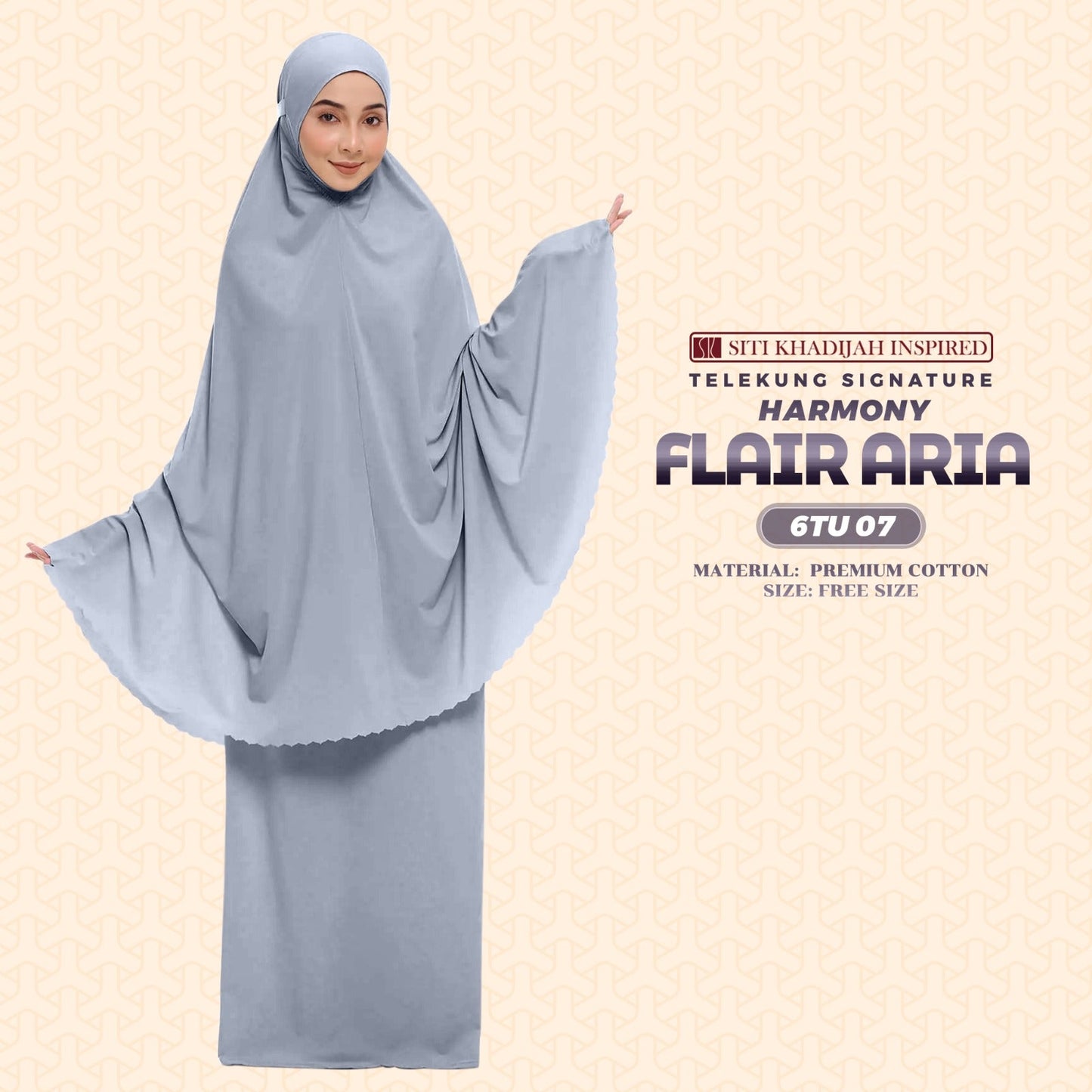 Telekung Siti Khadijah Inspired Harmony Flair Aria Collection - FREE Woven bag