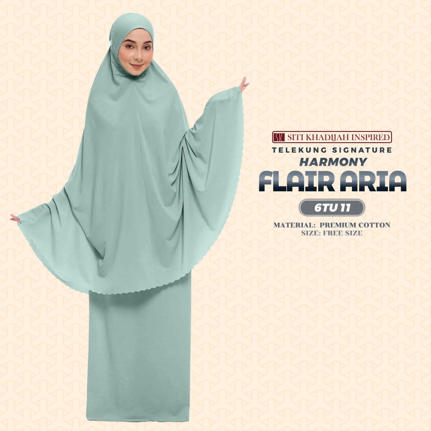 Telekung Siti Khadijah Inspired Harmony Flair Aria Collection - FREE Woven bag