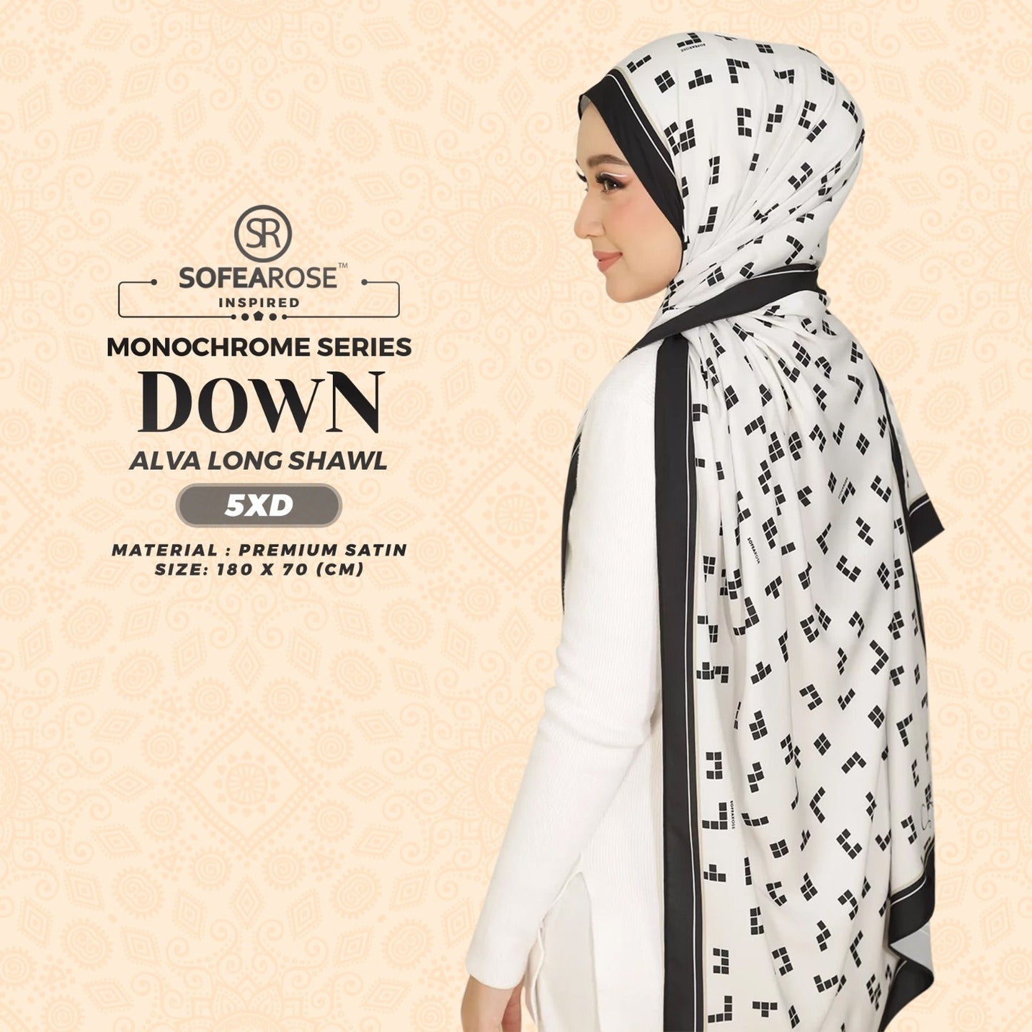 Sofearose Inspired Alva Monochrome Long Shawl Collection