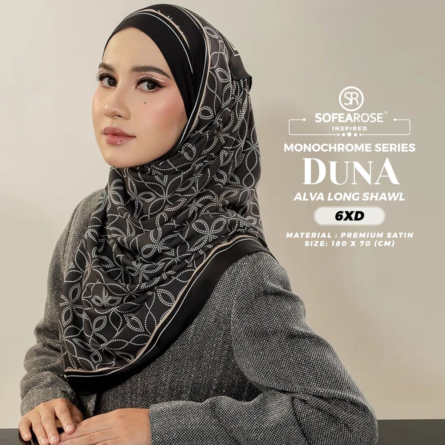 Sofearose Inspired Alva Monochrome Long Shawl Collection